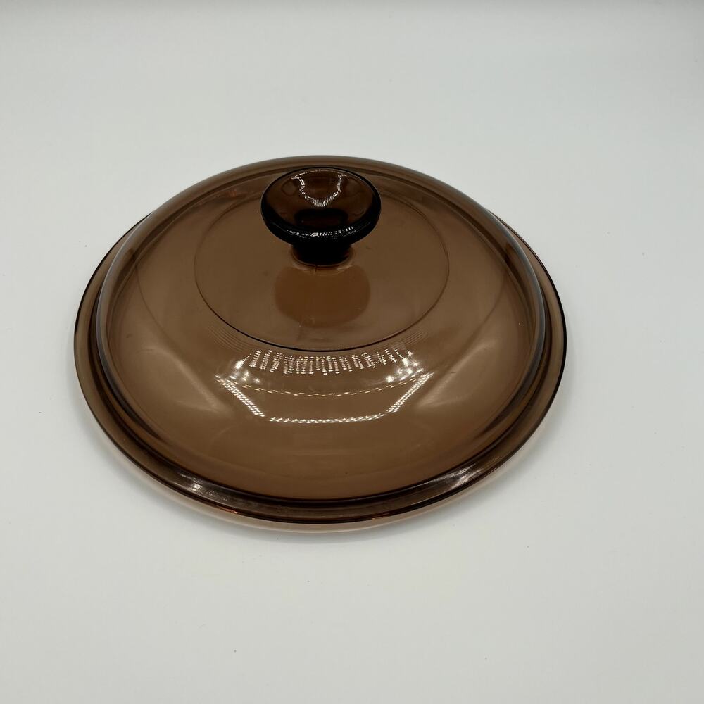 PYREX Corning Ware Visions Vtg Amber Round Glass Lid V-2.5-C